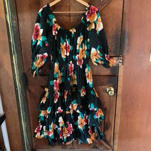 OOAK Handmade 80s Hibiscus Tiered Party Dress